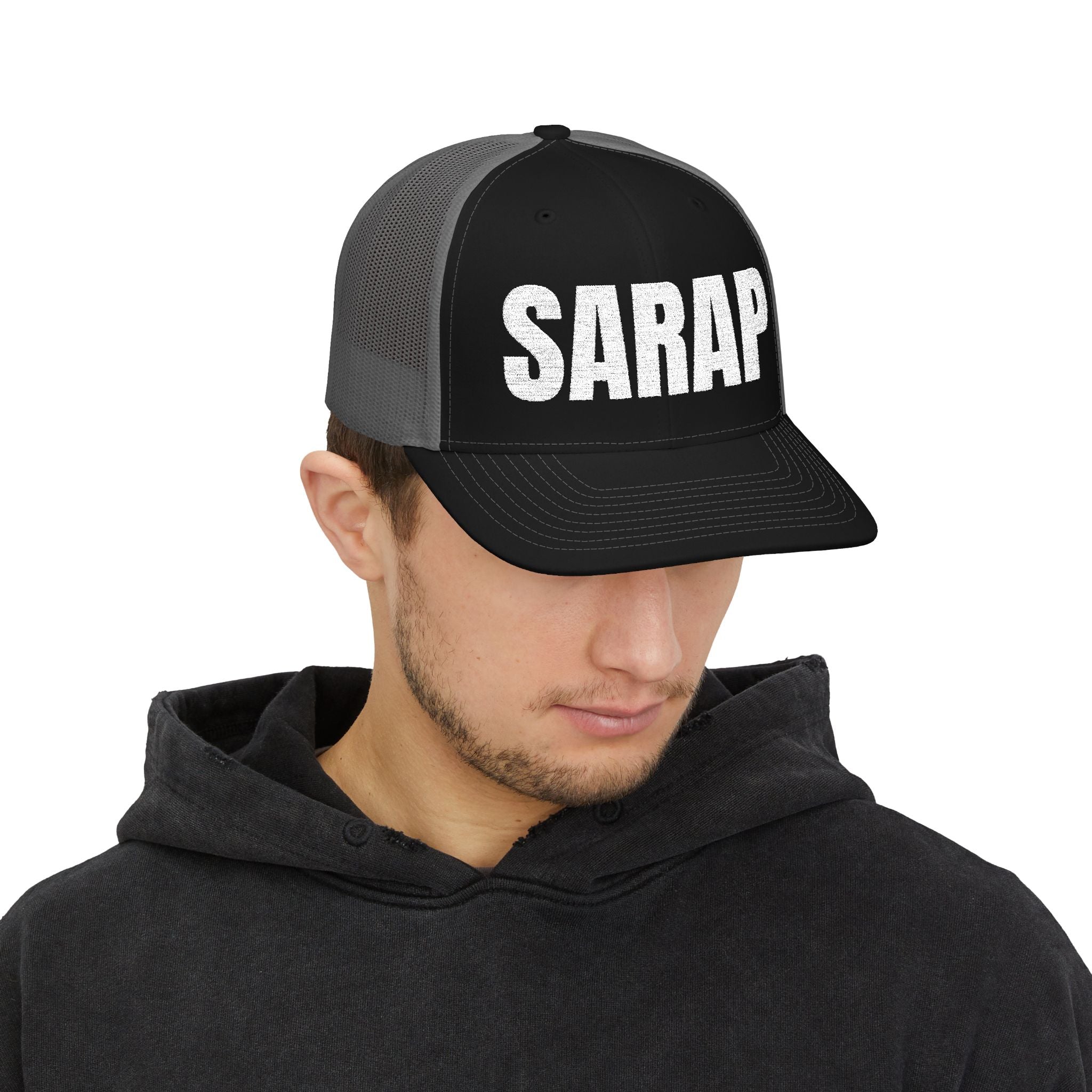 Bold Embroidered Snapback Trucker Cap, Casual Fashion Hat, Adjustable Cap for Men and Women, Streetwear Accessory, Gift for Him/Her