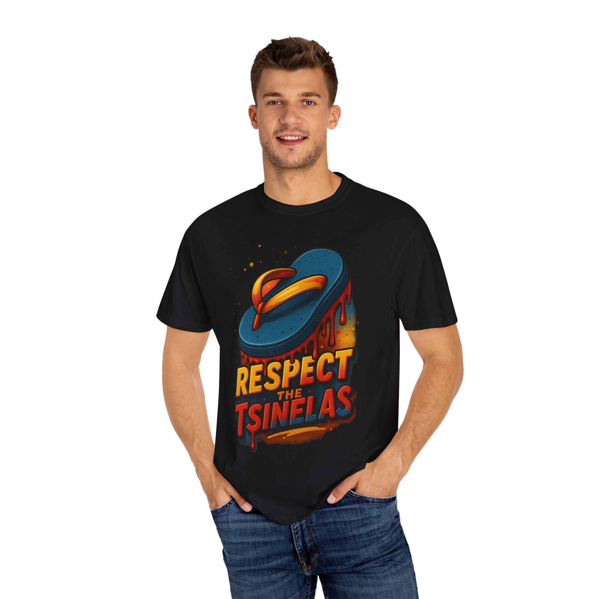 Filipino Slipper Funny T-shirt 'Respect the Tsinelas' design