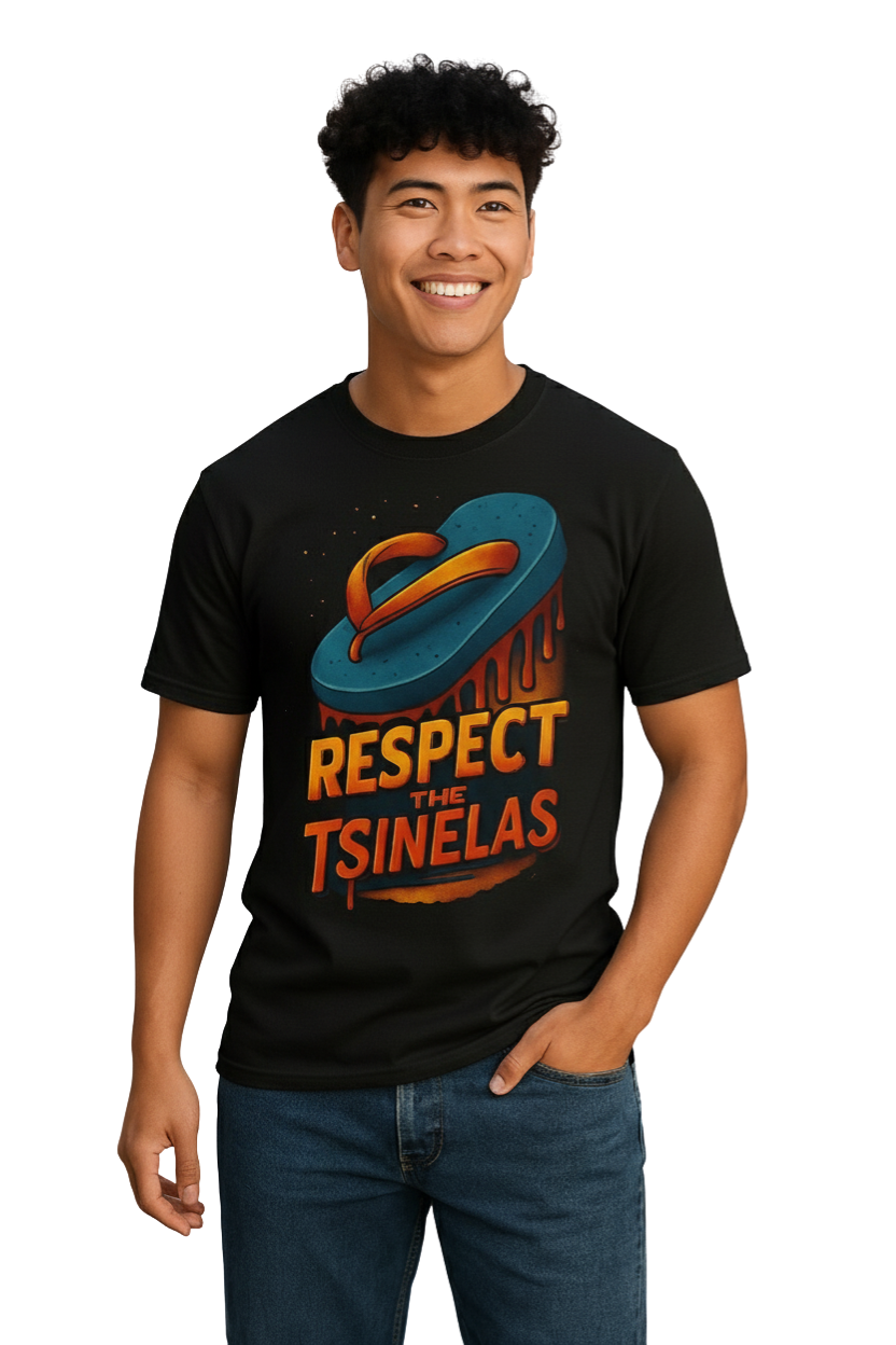 Filipino Slipper Funny T-shirt 'Respect the Tsinelas' design